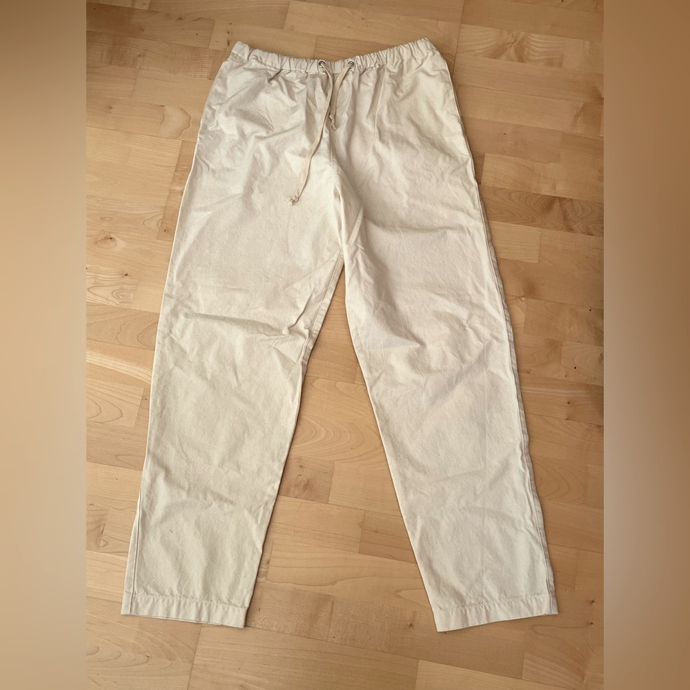 Ijji Canvas Drawstring Pants Unisex L Natural Made in USA Perfect Condition
